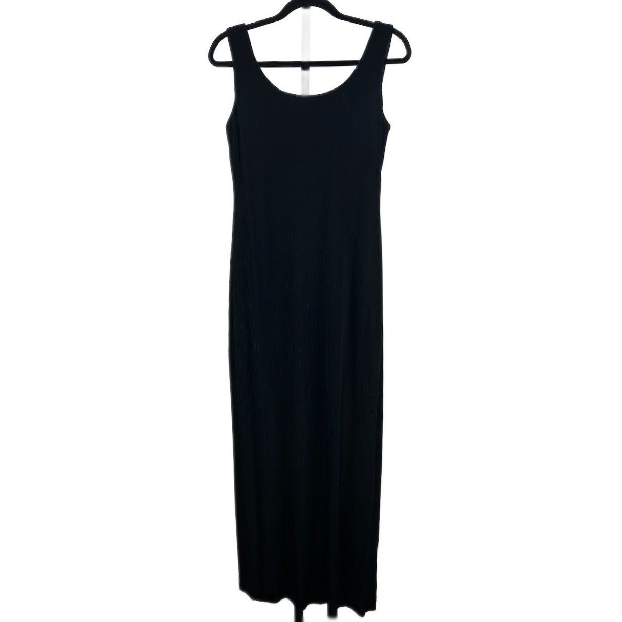 Alex Evenings Maxi Dress Women's Size 8 Black Ribbed Tank Long Gown Dress
